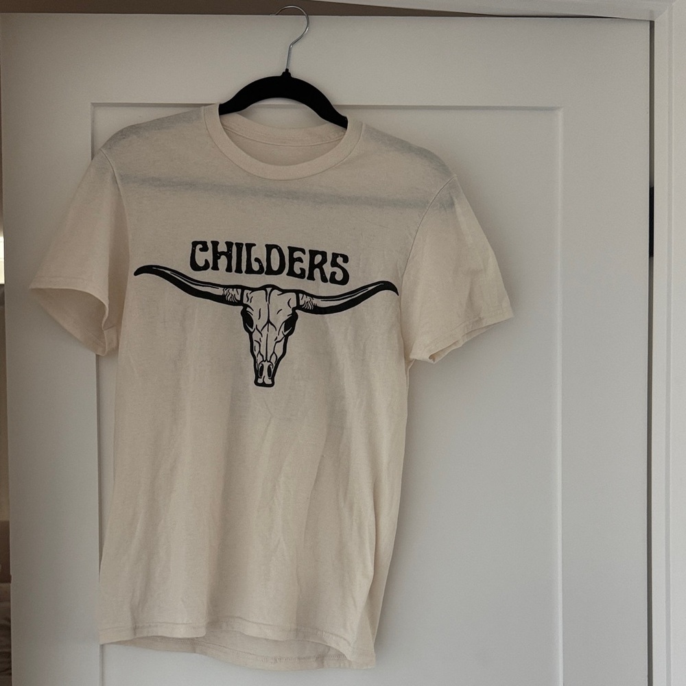 Tyler Childers Cream Graphic T-Shirt with Bull Design Never Worn
